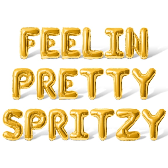 Letter Balloons - FEELIN PRETTY SPRITZY 16" Inch Alphabet Letters Foil Mylar Balloon Bachelorette Party Banner (Gold)
