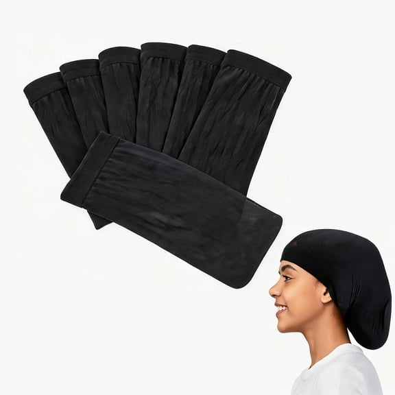 Lsupdaol 8 Pcs Kids Stretchy Stocking Dreadlocks Cap Curly Hair Sleeping Skull Cap Black