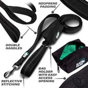 BLACK RHINO Heavy Duty Dog Leash Double Handle Reflective (6 Feet, Black)