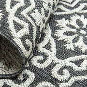 Nicole Miller New York Patio Country Danica Transitional Geometric Indoor/Outdoor Area Rug, Black/Grey, 79x102