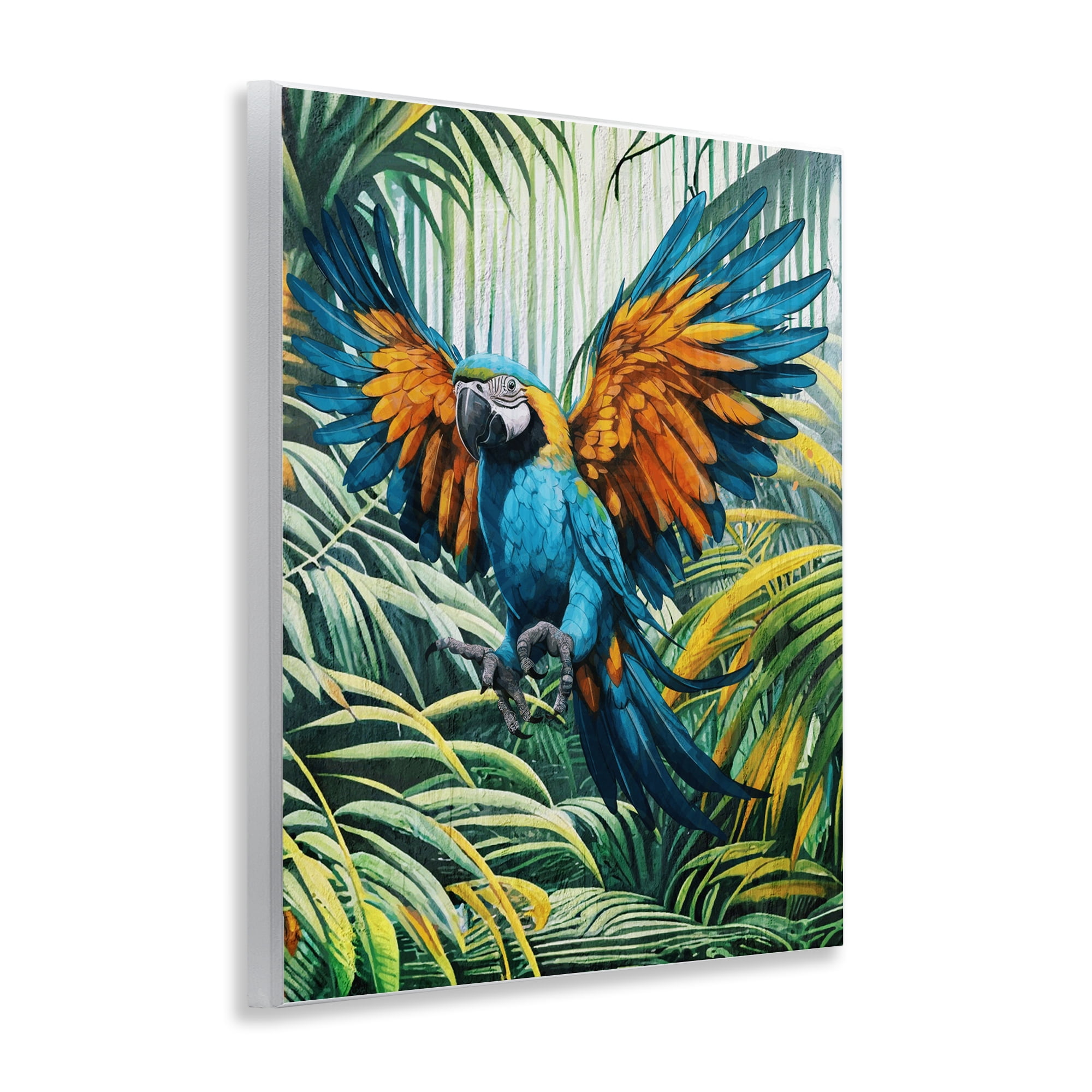 Stupell Industries Parrot in Flight Animals Painting Unframed Art Print Wall Art, 11 x 14