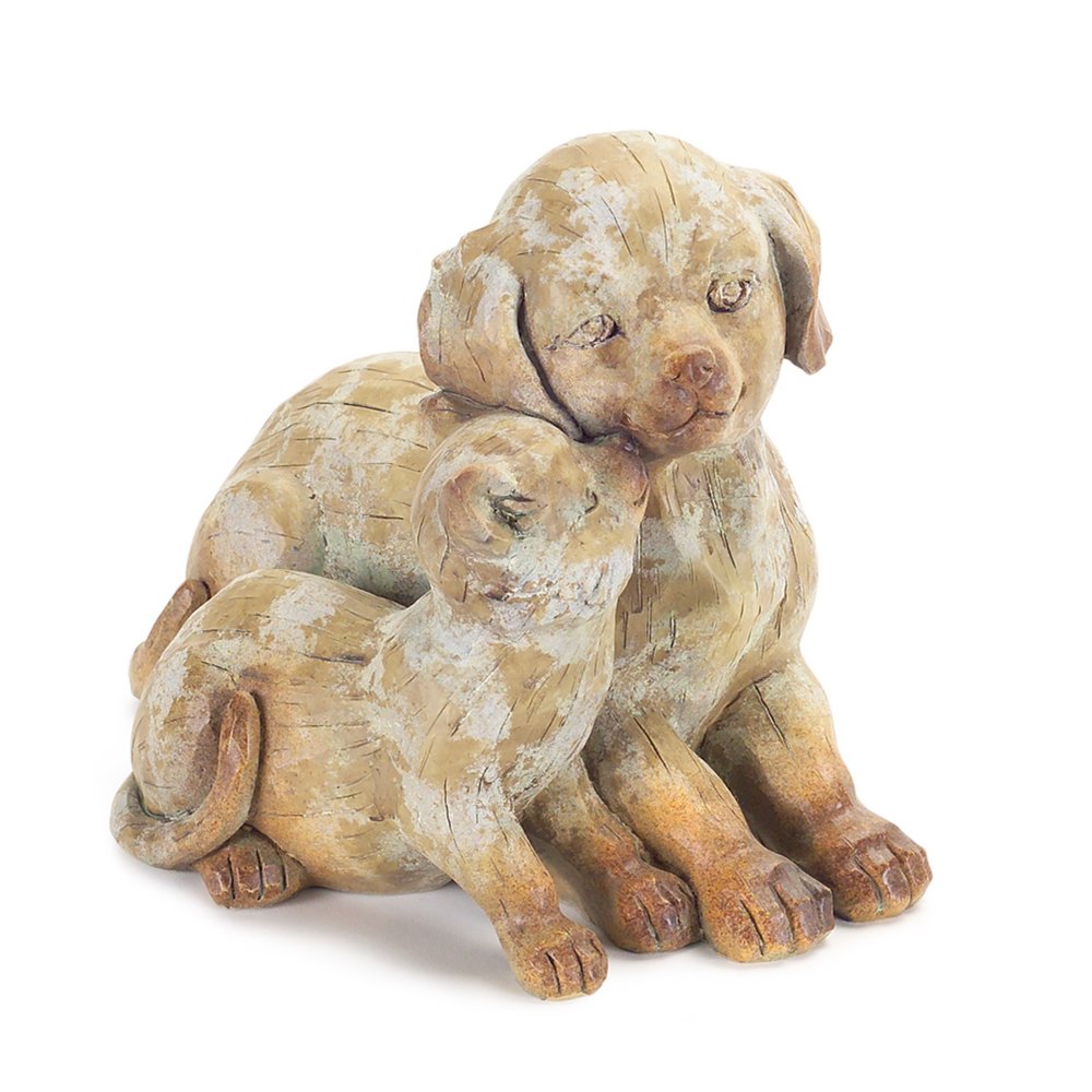 Set of 2 Brown Cat and Dog Outdoor Patio Ceramic Statues 8" Walmart