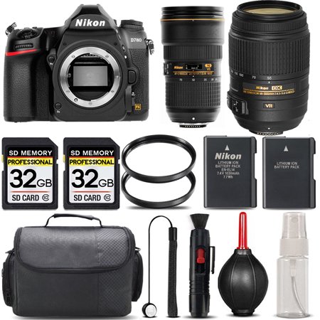 Nikon D780 DSLR Camera with 55-300mm f/4.5-5.6G ED VR Lens + 24-70mm f/2.8E Lens + 64GB Storage + UV Filter + Backup Battery + Case + Cleaning Kit - International Version