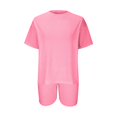 thumbnail image 4 of JUNWELL Ensembles 2 Pcs pour Femmes pour l'Été Mode Femmes Blouse Col Rond Manches Courtes Hauts Shorts Ensemble Décontracté, 4 of 6