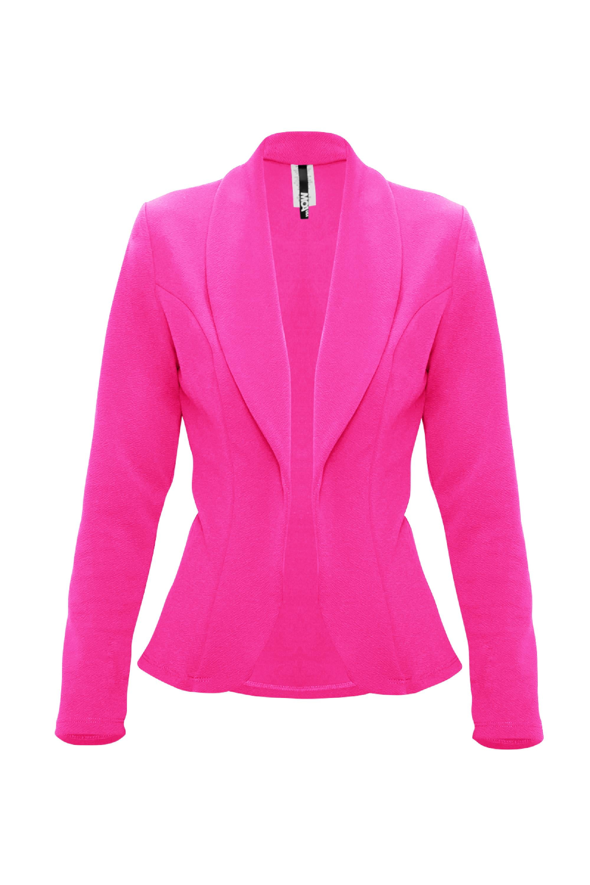 Moa Collection Women's Casual Long Sleeve Solid Open Front Blazer ...