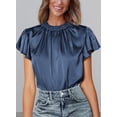 thumbnail image 3 of Blusa Mujer PRETTYGARDEN Manga Corta con Volantes Satinada Gris Azul M, 3 of 6