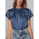 thumbnail image 3 of Blusa Mujer PRETTYGARDEN Manga Corta con Volantes Satinada Gris Azul M, 3 of 6