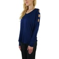 thumbnail image 5 of ToBeInStyle Women's Cutout Shoulders and V-Neck Long Sleeve Top, 5 of 7