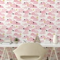 thumbnail image 2 of Ambesonne Cloud Peel & Stick Wallpaper for Home, Pattern of Stars and Clouds, 13"x36", Pink White Dark Yellow, 2 of 5