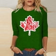 thumbnail image 4 of qucoqpe Women's Summer Fashion Maple Leaf Printed Blouses Tops Casual Loose Fit Crew Neck 3/4 Sleeve Shirts, 4 of 5