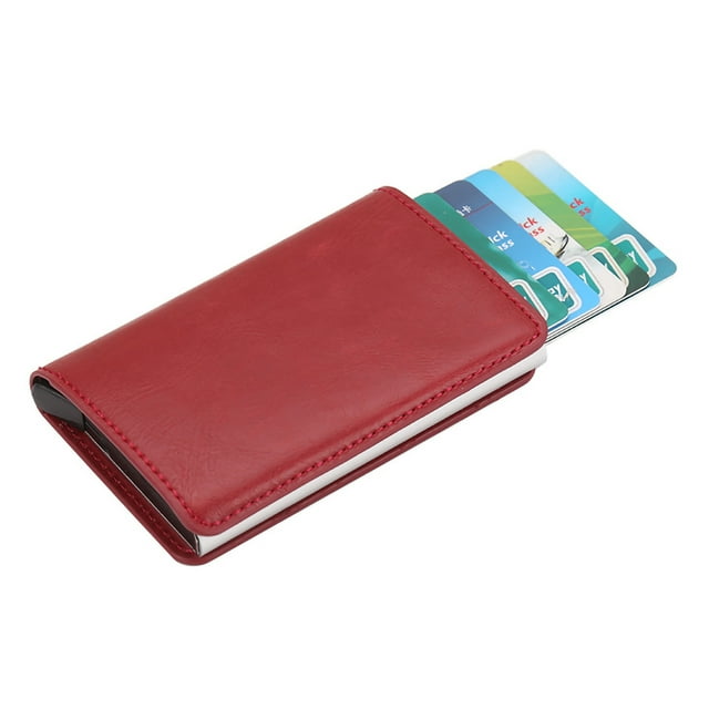 Wallet Card Holder PU Card Case Protector RFID Blocking Snap Button Pop-Up Tab Credit Anti-theft for Women Men Businessman