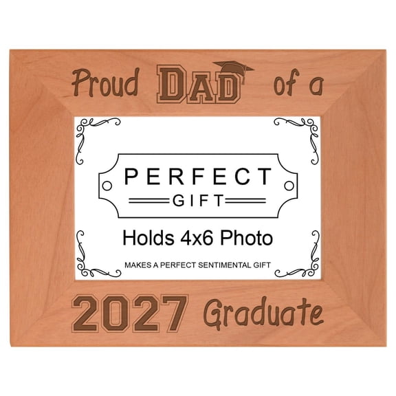 ThisWear 2027 Graduation Gifts For Proud Dad of a 2027 Graduate Wood Laser Engraved Landscape 4x6 Picture Frame