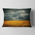 thumbnail image 2 of Designart Stormy Clouds Over Wheat Field - Landscape Printed Throw Pillow - 12x20, 2 of 5
