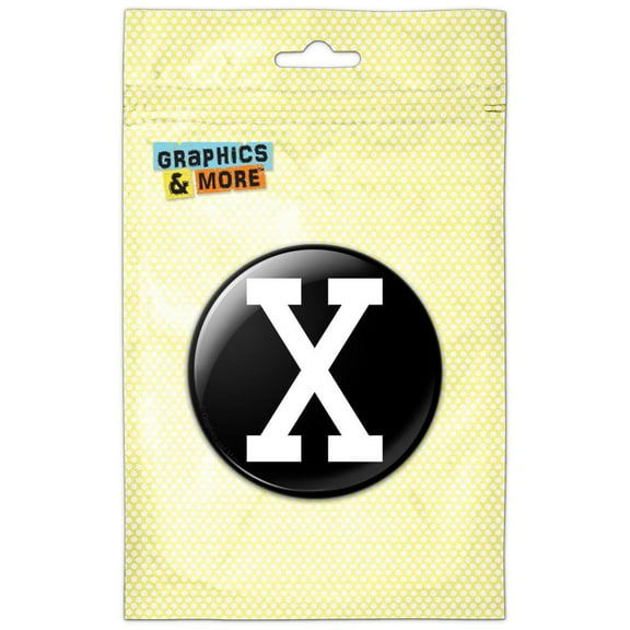 Letter X Initial Black White Pinback Button Pin Badge