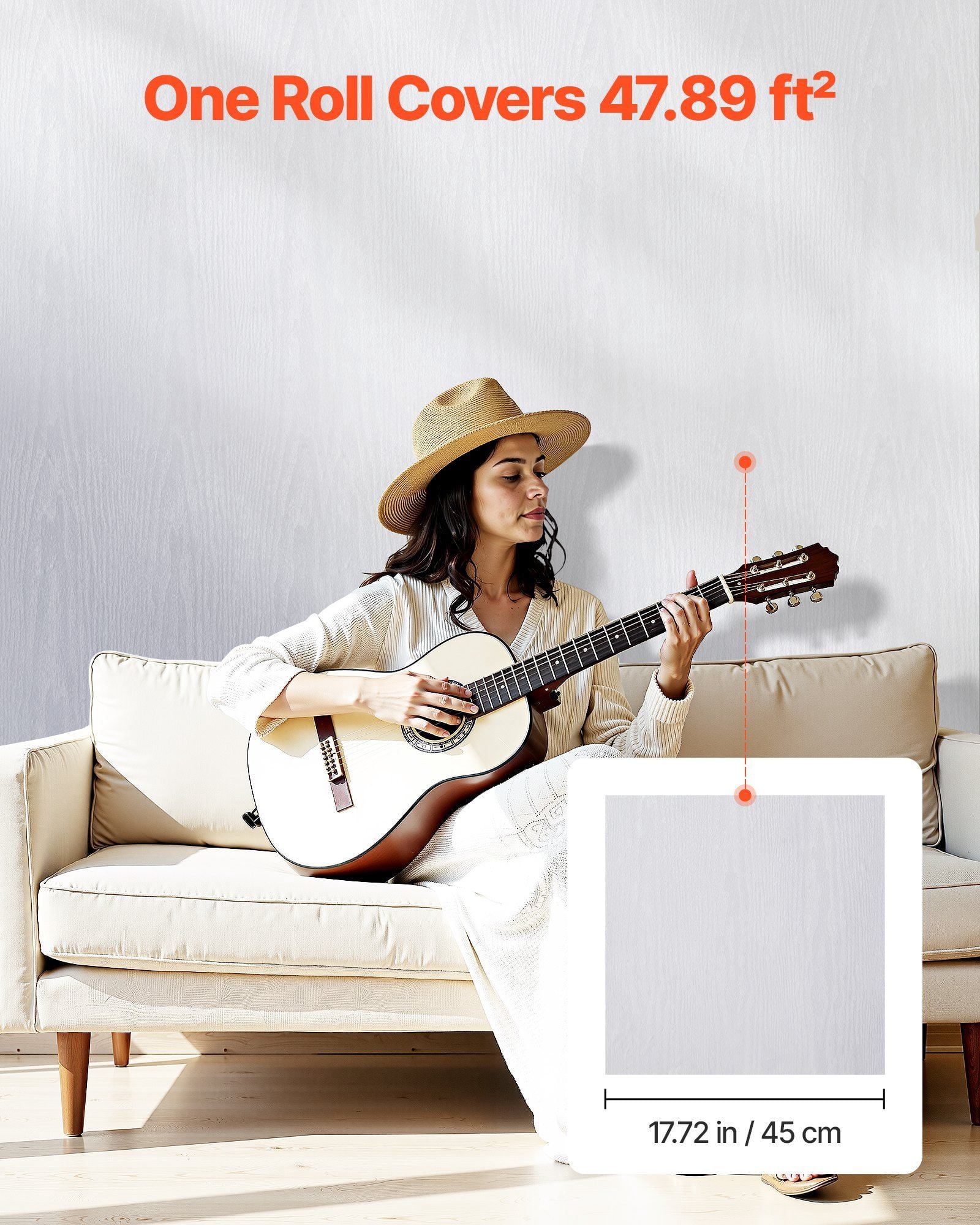 17.7 x 393.7 Inch White Waterproof Peel and Stick Wallpaper - Self-Adhesive Vinyl Film for DIY Home Decor, Desk Drawer, Cabinet, Bedroom Accent Wall