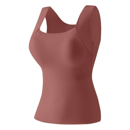 Womens Tank Tops with Built In Bra Scoop Neck High-Support Yoga Tank with Built-In Bra Stretchy Racerback Body Shaper Breathable Sports Camisole Red S