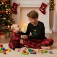thumbnail image 5 of Christmas Family Pajamas Matching Set Long Sleeve Tree Print T-shirt Plaid Pants Loungewear, 5 of 7