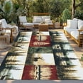 thumbnail image 3 of Fsddascl Forest Reindeer Outdoor Rug for Patio/Deck/Porch, Non-Slip Large Area Rug 4 x 6 Ft, Country Rustic Green Red Patchwork Indoor Outdoor Rugs Washable Area Rugs, Reversible Camping Rug Carpet, 3 of 5