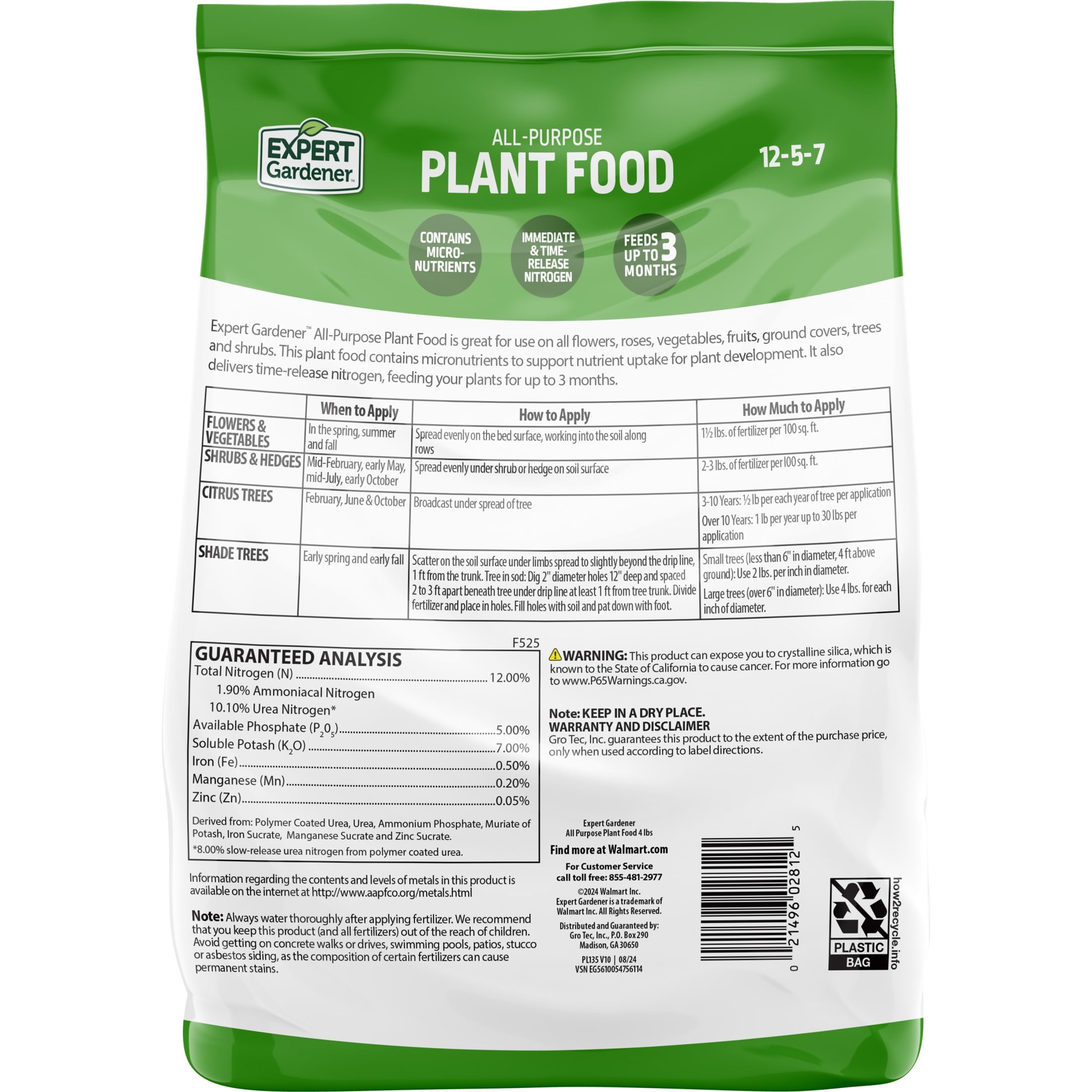 Expert Gardener All-Purpose Plant Food Fertilizer 12-5-7, 4 lb.