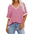 thumbnail image 4 of Birdeem Blouses pour Femmes Mode Décontractée Confortable Imprimé Col en V Manches Courtes Haut Blouse T-Shirt, 4 of 9
