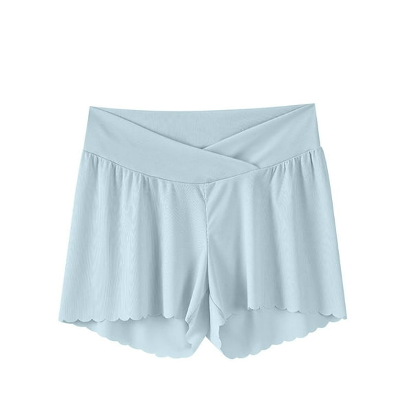 Maternity Shorts High Elastic Waist Wide Leg Shorts Pregnancy Solid Comfy Loose Fit Casual Shorts