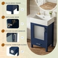 thumbnail image 2 of Euroco 20" Bathroom Vanity with Ceramic Sink, Frosted Glass Doors, Soft-Close Door, Solid Wood Legs – Modern Space-Saving Design, 2 of 7
