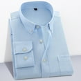 thumbnail image 2 of VSSSJ Mens Button Down Dress Shirts Regular Fit Cotton Long Sleeve Shirts Lapel Solid Color Trendy Basic Business Suit Shirt Light Blue S, 2 of 5