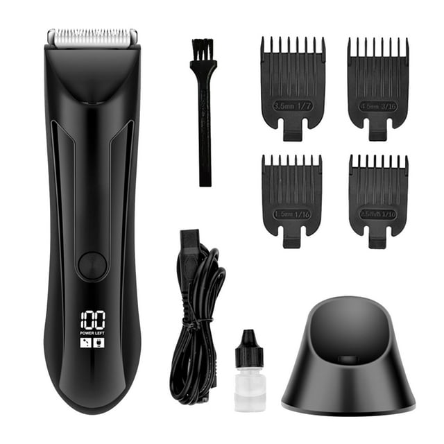 A Shaver with a Charging Base Bradem Clear Out Deal, Men's Private Trimmer Electric Wash Led Digital Display Shaving Multifunctional Suitable for Any Part, Black Hair Removal, One Size