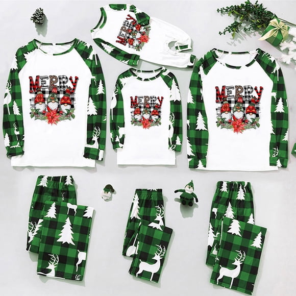 EGNMCR Christmas Pajamas for Family, Classic Plaid Xmas Sleepwear for Christmas Parent-Child Outfit Christmas Men Plaid Printed Blouse Tops+Pants Family Matching Pajamas Set Women Blouse pants