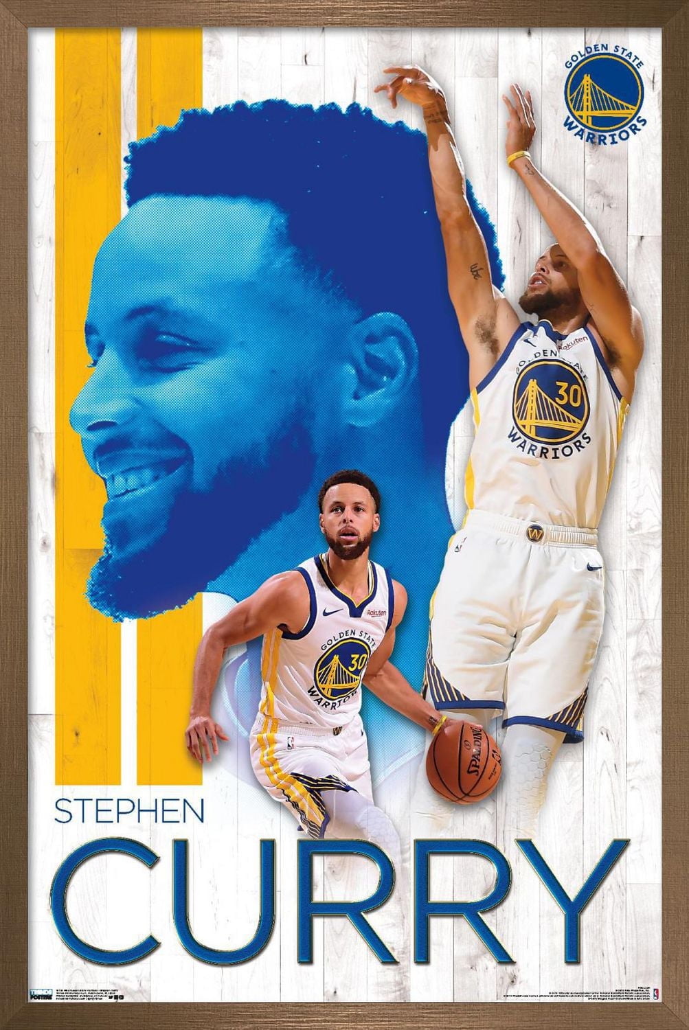 NBA Golden State Warriors - Stephen Curry 19 Wall Poster, 22.375" x 34" Framed