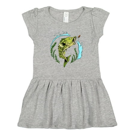 

Inktastic Leaping Bass Fish- Fishing Illustration Gift Toddler Girl Dress