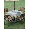 thumbnail image 4 of Outdoor Tablecloth with Umbrella Hole for Patio/Picnic/Party/Camping, Blue Hydrangeas Waterproof Table Cloth Square Cover Washable, Spring Floral Green Eucalyptus Leaves Wood Gray (54"x 54"), 4 of 9