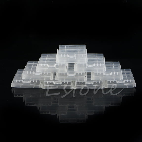JZROCKER 10 Pieces Plastic AA AAA Battery Storage Box for Case 4 Slot Way DIY Batteries