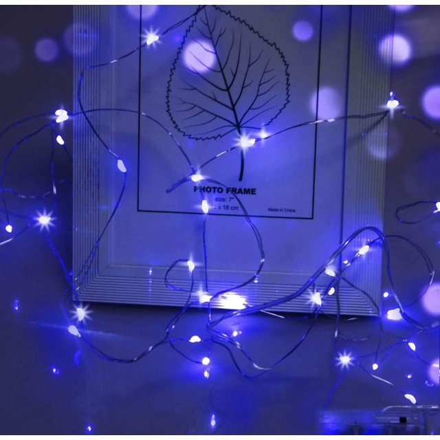 Cadena de luces LED 3M 30LED Alambre Micro luces de hadas Decoración navideña Cadena de luces AA Funciona con pilas para fiesta, jardín, Navidad, decoración del día de San Valentín, boda (azul) oso de fresa Electrónica