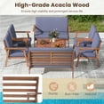 thumbnail image 6 of Costway 8 Acacia Wood High Stability Outdoor Conversation Sets with Loveseat and Chair, Natural/Grey, 6 of 9