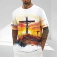 thumbnail image 4 of Easter Shirts for Men Casual Cross Print Jesus Shirt Short Sleeve Fashion Summer Blouse Lightweight Loose Athletic Workout Gym Tops, 4 of 5