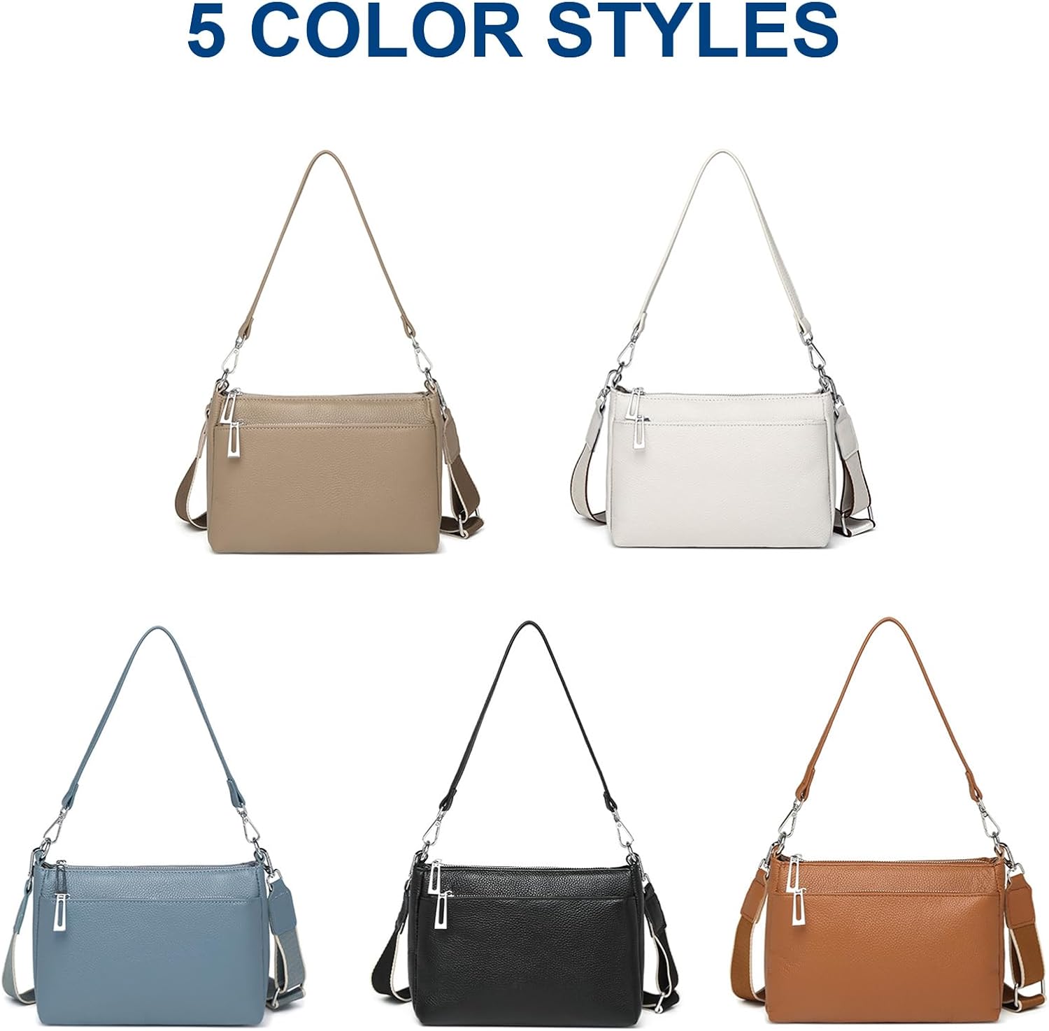 Genuine Leather Hobo Bag for Women Crossbody Shoulder Purses with Dual Straps