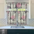thumbnail image 3 of Pioneer Kitchen Curtains and Valance Set 36 Inch Tier Pink Flower Crown Peony 3 Pieces Set Dining Room Small Curtain Drapes Cafe Curtains Valance for Home Decor Rod Pocket, 3 of 6