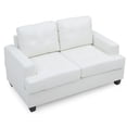 thumbnail image 3 of Contemporary Home Living Tufted Faux Leather Flared Arm Straight Sofa - 58" - White, 3 of 4