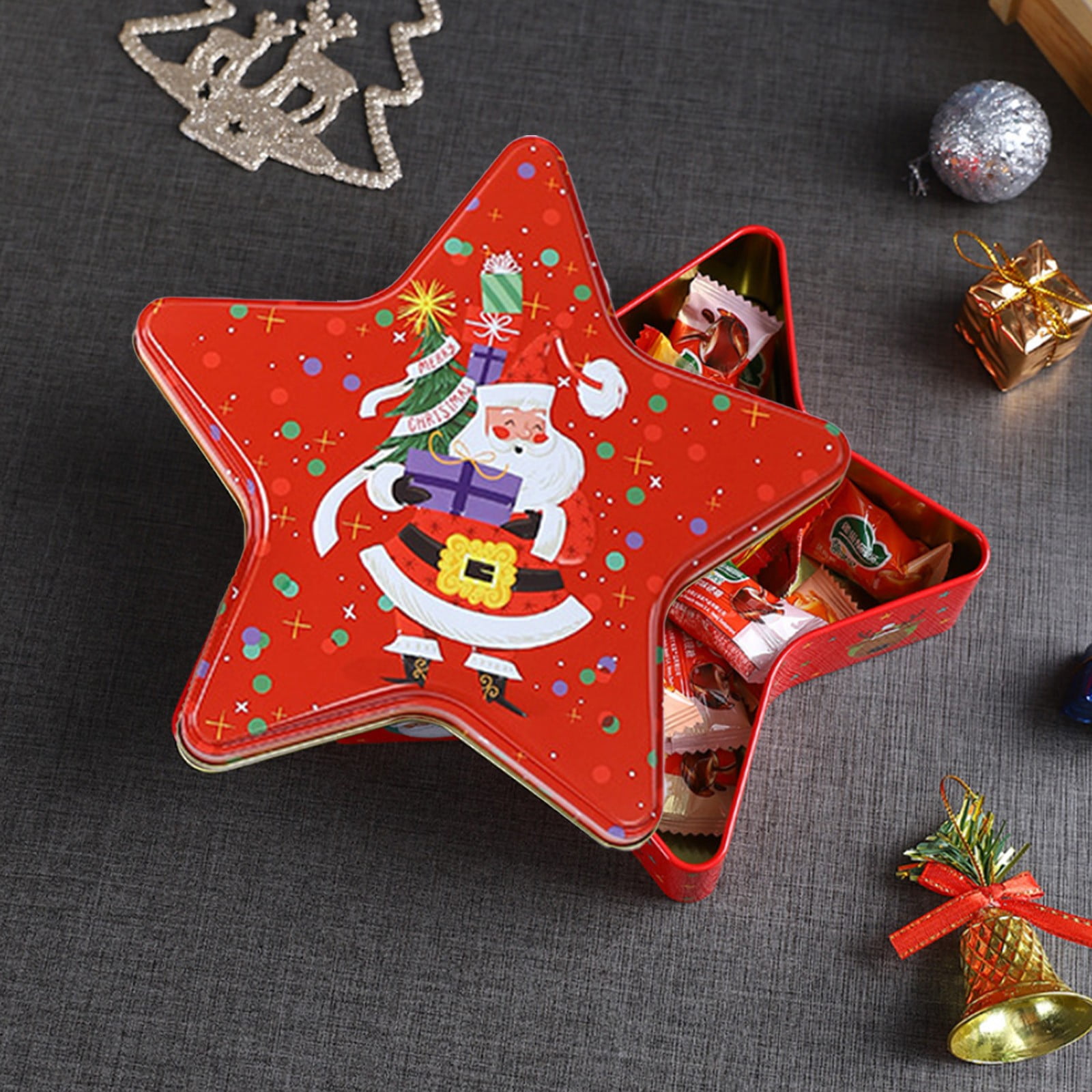 Matoen12 Christmas Chocolate Candy Packaging Box Wedding Candy Box Star Shaped Tin Box Empty Box Decoration Home Decoration Snack Storage Box