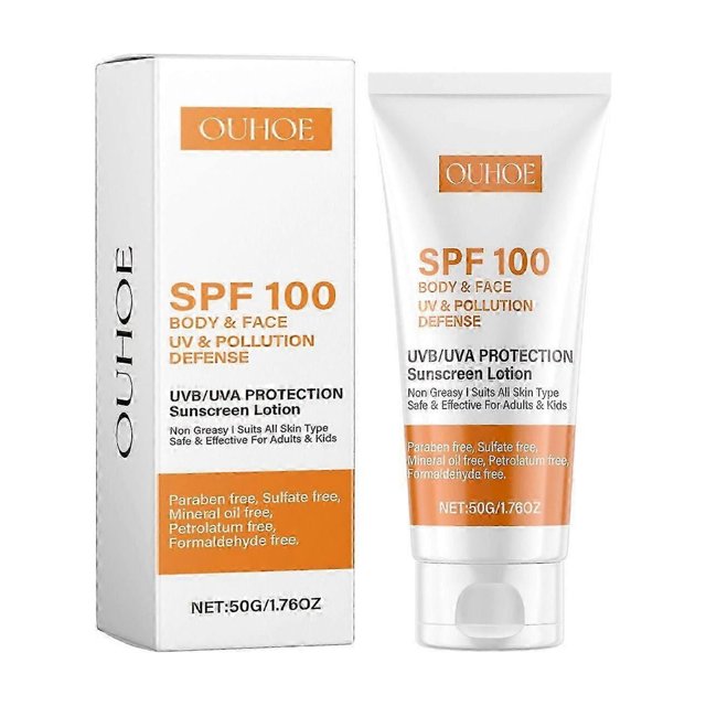 Sunscreen Spf 100, Face Sunscreen, Waterproof Spf 100 Moisturiser Non-Greasy Sunscreen Lotion for Face Body, UVB/UVA Protection Sun Cream Spf 100, Pre