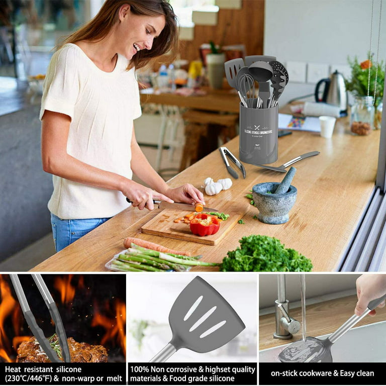 Silicone Kitchen Cooking Utensils Set, Umite Chef 22Pcs Heat Resistant  Kitchen Utensils, Spatula, Sp…See more Silicone Kitchen Cooking Utensils  Set