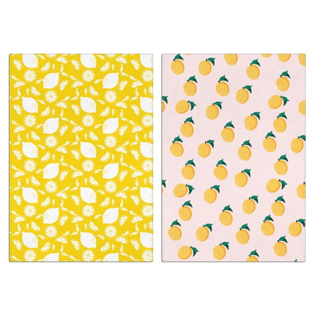 Farmhouse Lemon Kitchen Towels Set of 2, Yellow Citrus Design Dish Towels - Absorbent Hand Tea Towels for Baking, Cooking and Country Kitchen Style