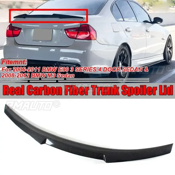 M4 Style Car Rear Trunk Lip For BMW E90 3 SERIES 4 DOOR SEDAN 2006-2011 M3 Sedan 2008-2012 Carbon Fiber Rear Spoiler Body Kit