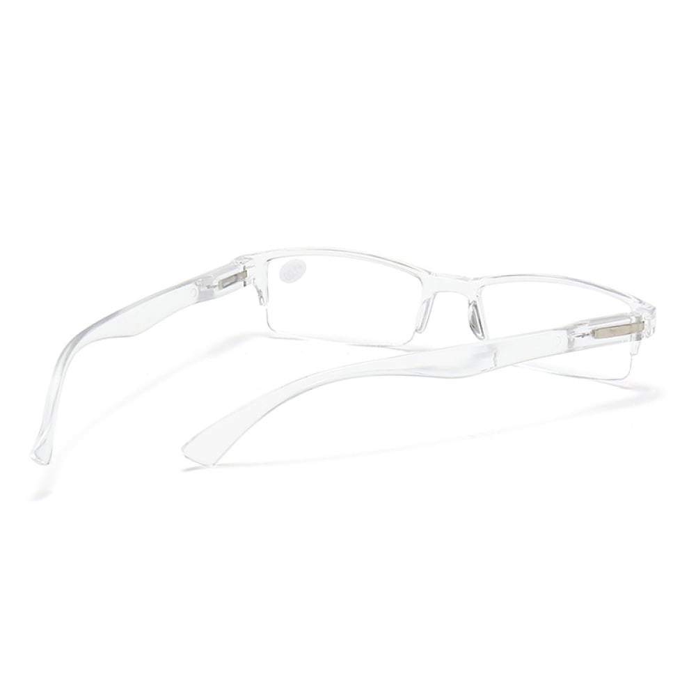 5 Pairs of Transparent Retro Rectangle Spring Hinge Reading Glasses 2.50 for Men and Women, Clear Half Rimless Lightweight Plastic Readers +2.50