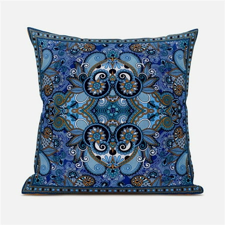 

Amrita Sen Designs CAPL1010FSDS-BL-18x18 18 x 18 in. Floral Paisley Suede Blown & Closed Pillow - Blue Orange & Turquoise