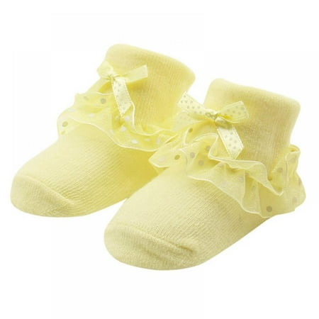 

GOODLY Baby Girls Toddlers Princess Lovely Bowknot Lace Trim Ankle Wedding Party School Socks 0-6 Months