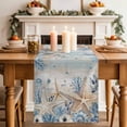 thumbnail image 2 of Table Runner - 72 Inch Long, Blue Beige Coastal Kitchen Dining Table Runner Dresser Scarves, Beach Starfish Summer Eucalyptus Vintage Farmhouse Decor for Coffee Tables Wedding Party Banquet, 2 of 8