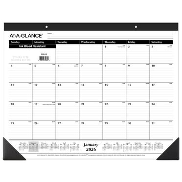 AT-A-GLANCE 2026 Monthly Desk Pad Calendar Large 21 34 x 17 - Desk Pad Calendars