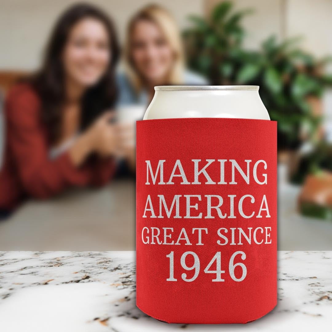 80th Birthday Party Adult Favor Making America Great Since 1946 6-Pack Can Coolies Drink Thermocoolers